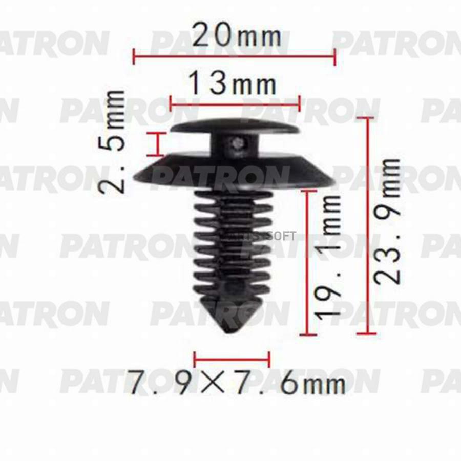 Клипса пластмассовая Ford применяемость: пистон обшивки (комплект 10 шт.) Patron P370478