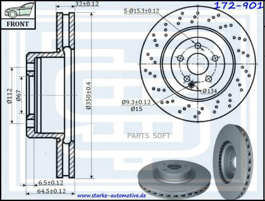 STARKE 172901 172-901_172-901_STARKE_Диск тормозной MER W221 передний