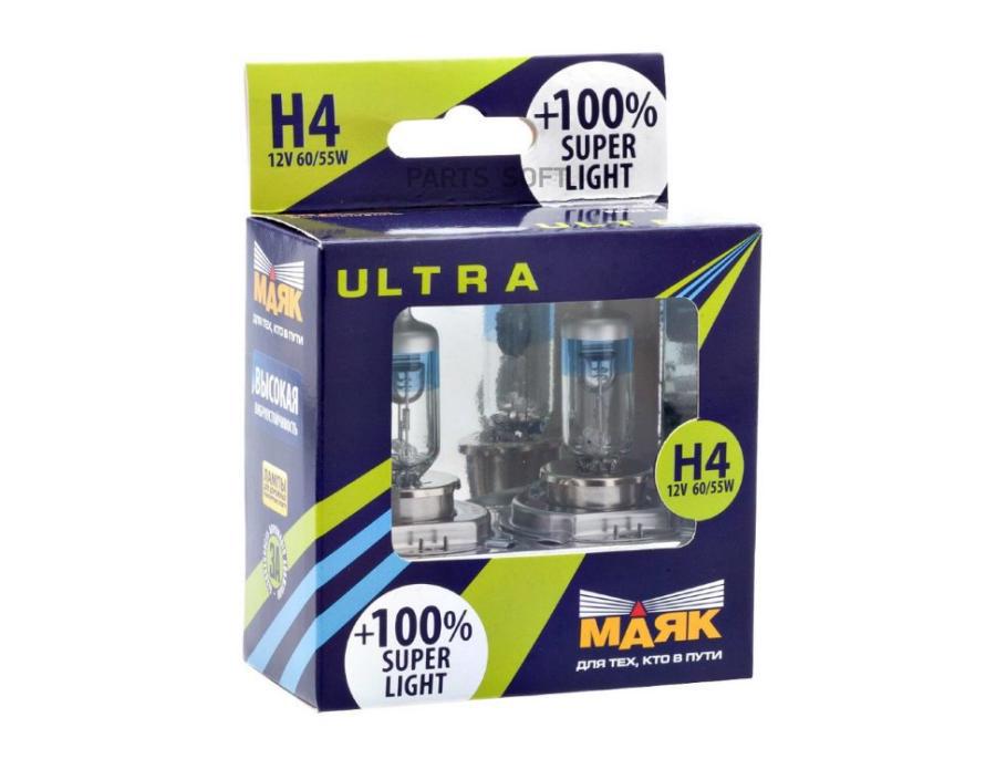 Маяк 82420SL100 Лампа галогеновая головного света H4 P43t Ultra 12V цена за комплект 82420SL100