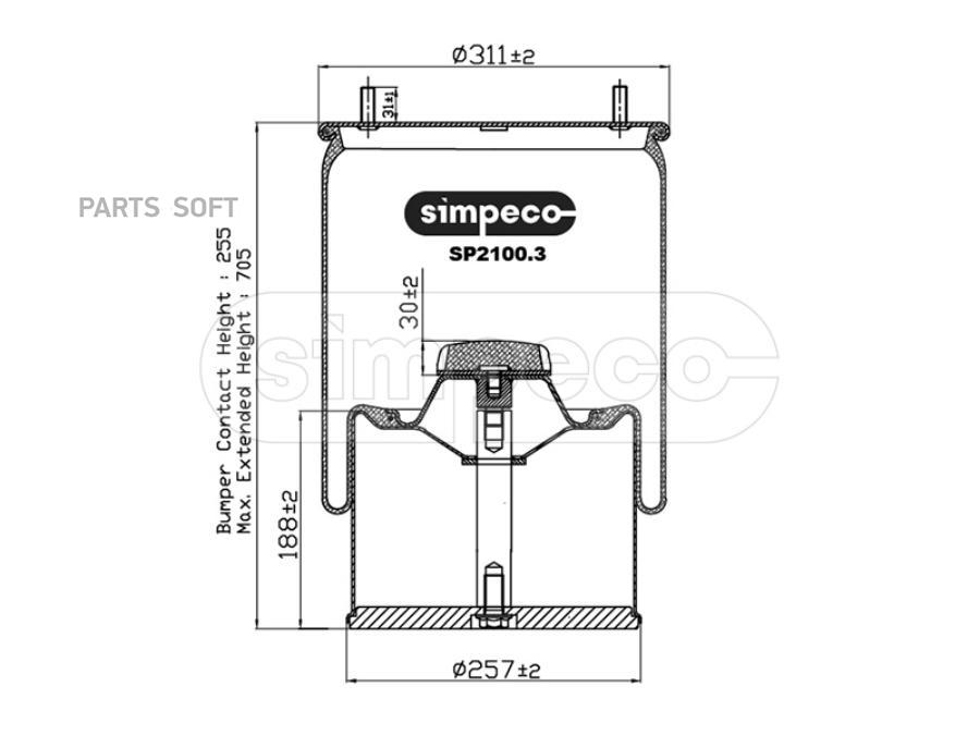 SIMPECO SP21003014 Пневморессора (со стальным стаканом) GIGANT о. н.166252