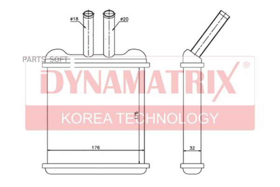 Радиатор печки Dynamatrix-Korea DR76502 для Daewoo Lanos Leganza Nubira 1875₽