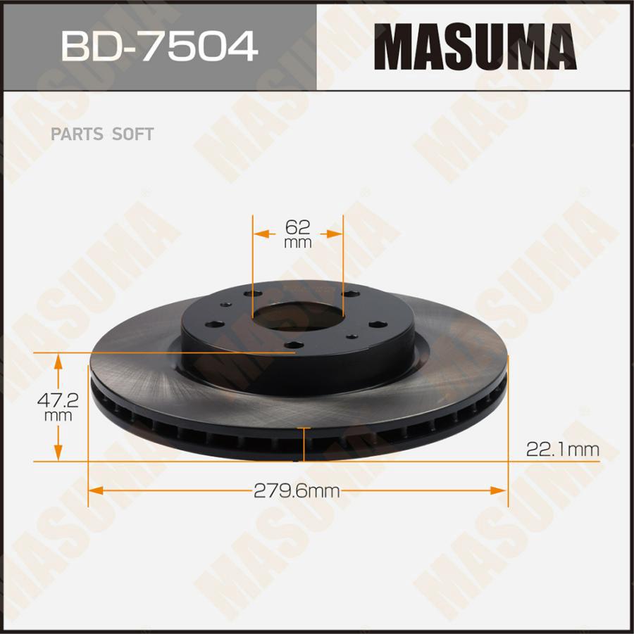 MASUMA BD-7504 BD-7504_диск тормозной передний!\ Suzuki SX4, Fiat Sedici 1.5/1.6/1.9D/2.0D 06>
