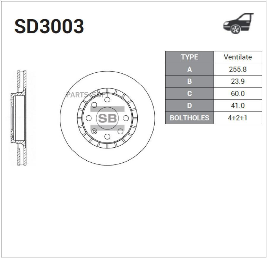 SANGSIN BRAKE SD3003 SD3003_диск тормозной передний! вентил.\ Daewoo Nexia 1.5 94>/Lanos 96>/Espero 95>