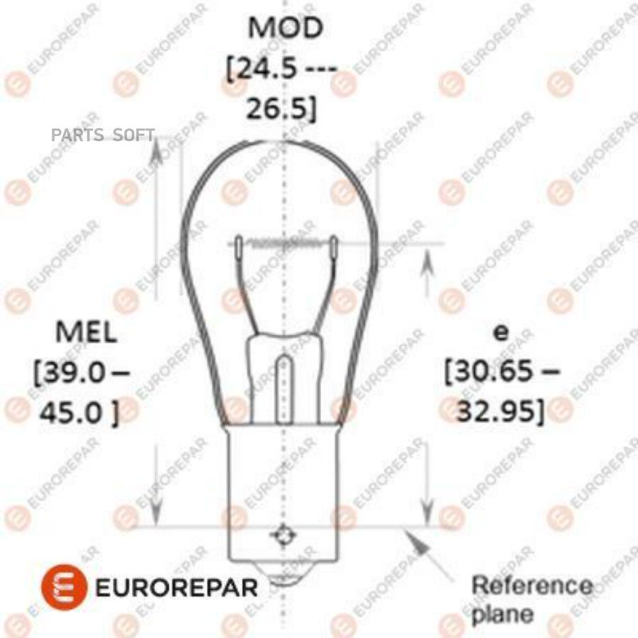 Лампа галогенная EuroRepar P21W 12V 21W, 1616431280, 1 шт