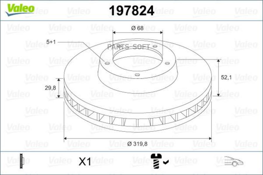 VALEO 197824 диск тормозной перед AUDI A4 07-A5 07-Q5 08-