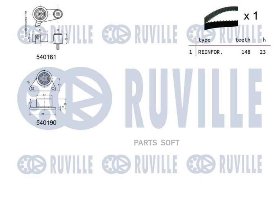 RUVILLE 550213 Ремкомплект привода ГРМ Renault Laguna <02/Safrane, Volvo C70 <05/S40/S70/V70/V40/XC70 1.9-2.5i