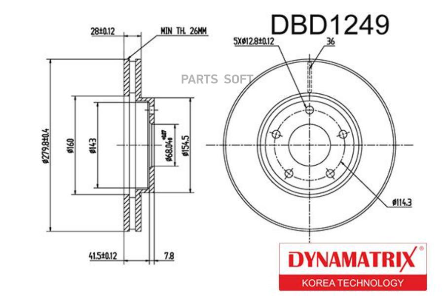 DYNAMATRIX-KOREA DBD1249 диск тормозной