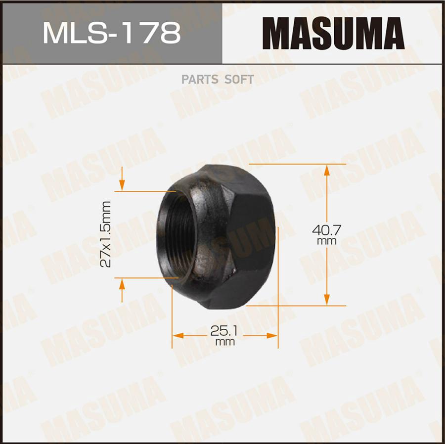 MLS-178 Гайка колесная Masuma M 27x1.5(L) под ключ 41 открытая, 2 шт.