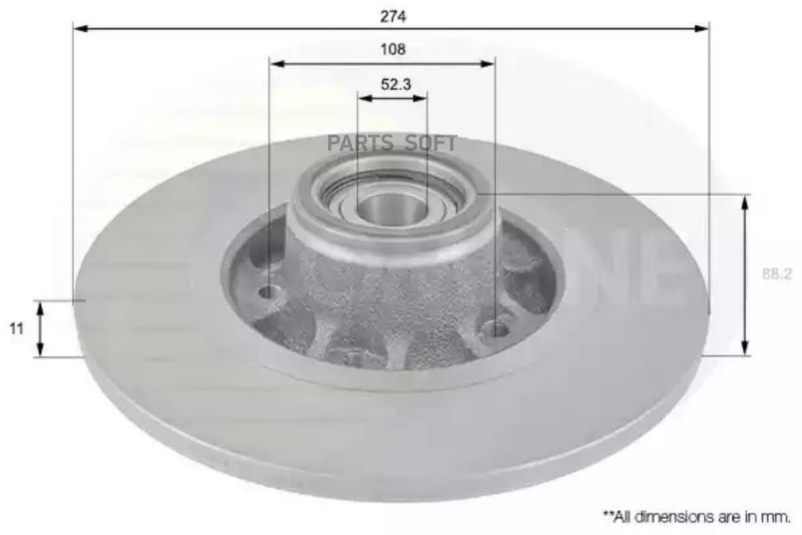 COMLINE ADC3009 диск торм REN KANGOO 08- ЗАД (С покрытием)