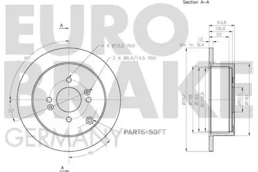 EUROBRAKE 5815203430 Диск тормозной задн. [262x10] 4 отв.