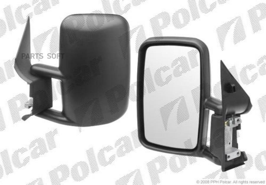 POLCAR 506251M Зеркало внешнее левое мех, чёрная крышка, стекло