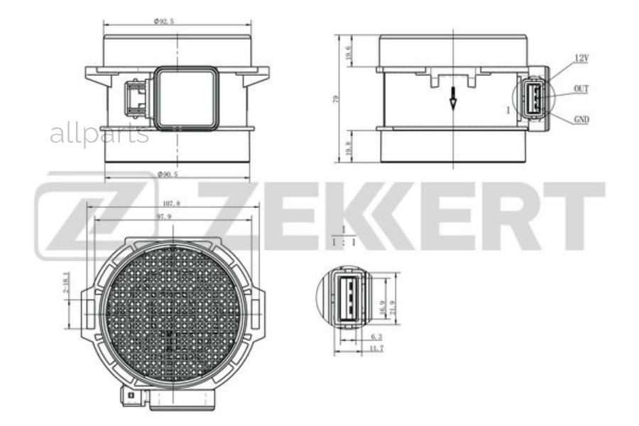 ZEKKERT SE-1071 Датчик массового расхода воздуха Audi A4 II 01- A3 II 00- VW Polo IV V 01- Passat VI 05- Transp