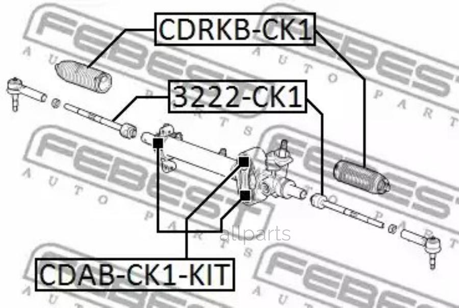 FEBEST CDAB-CK1-KIT Сайлентблок рулевой рейки (комплект) CADILLAC ESCALADE (4WD) 1997- FEBEST CDAB-CK1-KIT