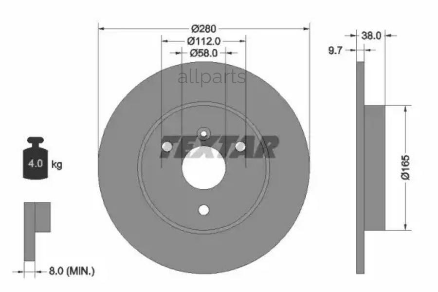 TEXTAR 92155503 Тормозной диск с покрытием PRO